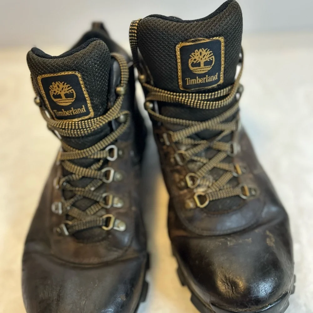 Timberland Brown Waterproof hiking boots leather lace up outdoor trail boots Men